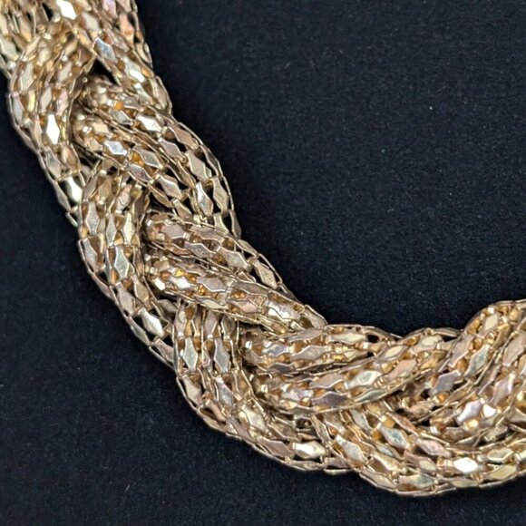 (2/$20) Braided Gold Tone Mesh Chain Necklace - Picture 3 of 5